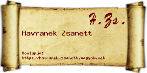 Havranek Zsanett névjegykártya